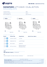 Aspire Signature Dual Lift Recline Chair Script Form